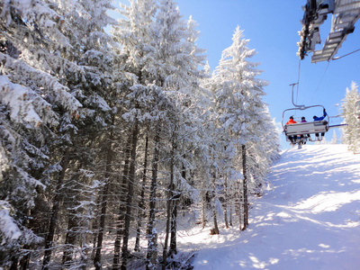 冬季滑雪胜地雪云杉