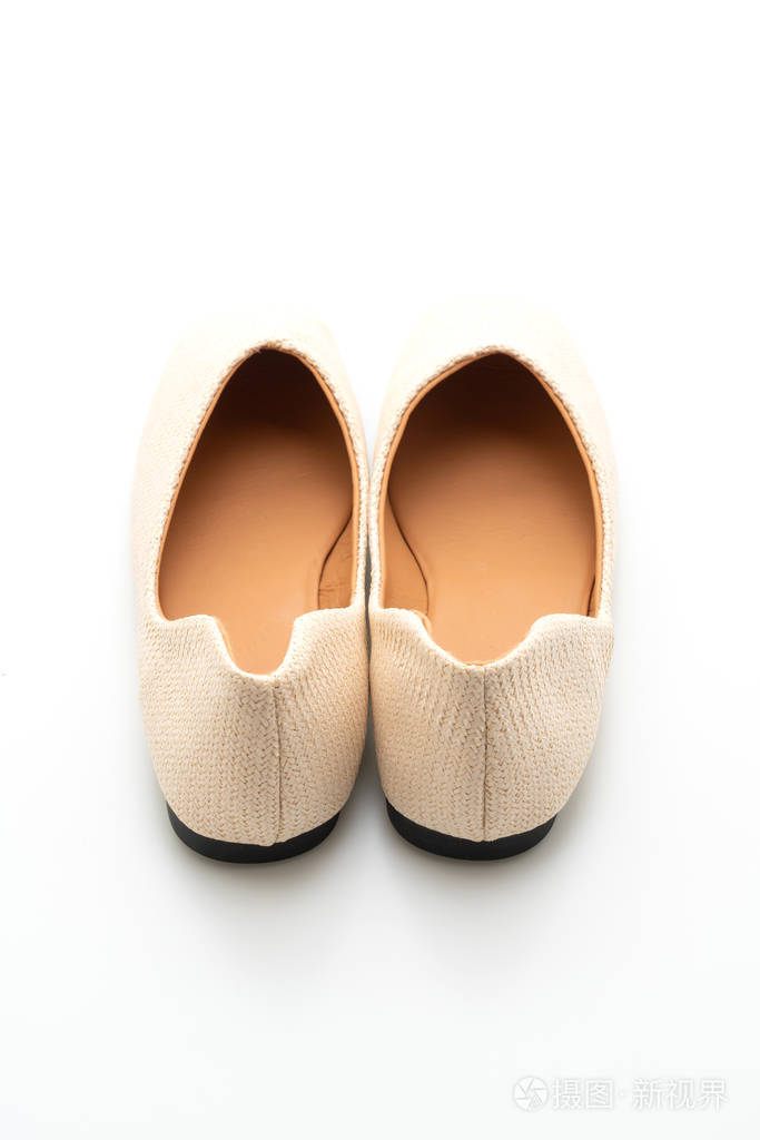 女性和女性平鞋隔离白色背景