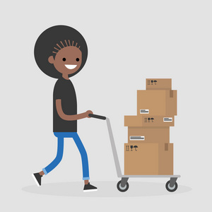 货物. 送货服务. 平面可编辑矢量插图剪辑艺术照片