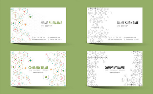 创意双面名片模板。 向量