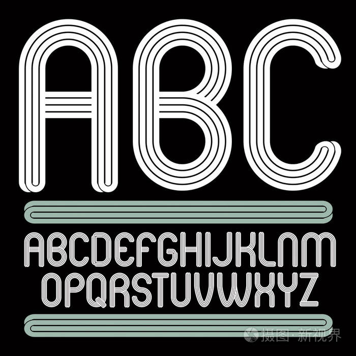 向量时髦大写英文字母集合可用于70,80年代迪斯科舞厅的海报艺术创作