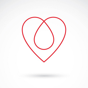 白色孤立心脏形状的矢量插图。 血液学主题医疗设计，用于药房业务。