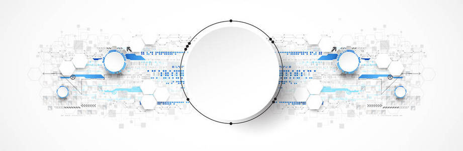 抽象圈技术概念。 电路板高电脑颜色背景。 矢量插图
