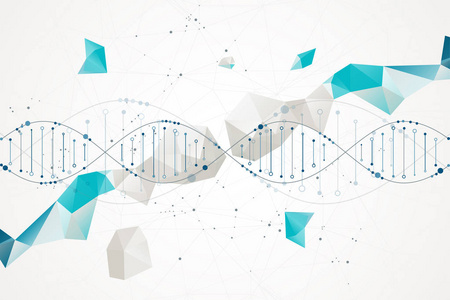 科学模板壁纸或横幅与DNA分子。 矢量图。