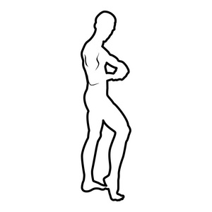 摆姿势健美者剪影健美概念图标黑色矢量插图平面风格简单形象轮廓