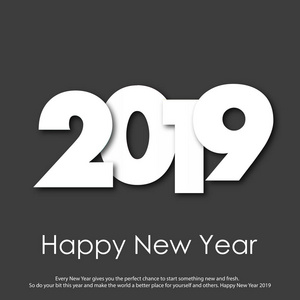 快乐的新年贺卡与现代文本。2019. 向量