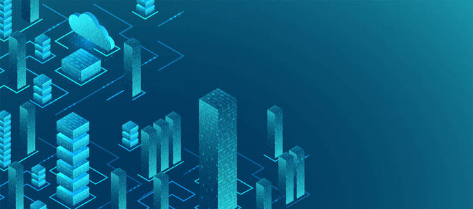 等距大数据流处理概念云数据库. 抽象技术背景. 矢量插图照片