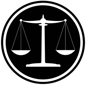 经典的黑白尺度的司法图标法律制度概念插画