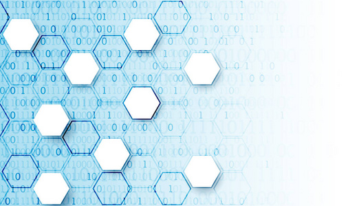 抽象技术六角背景。 连接结构。 科学风格