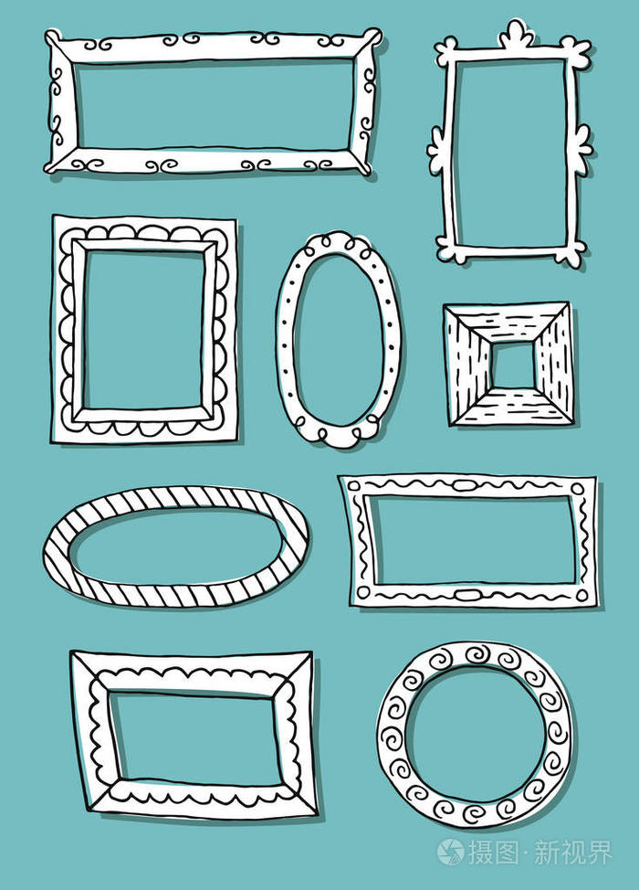 一组手绘草图框架矢量图