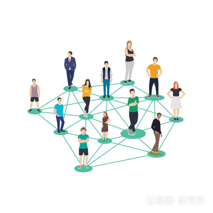 社交链平面插画社交传播