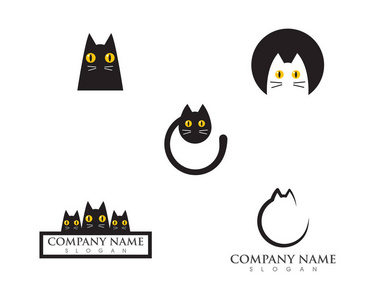 猫标志设计矢量插图设计模板