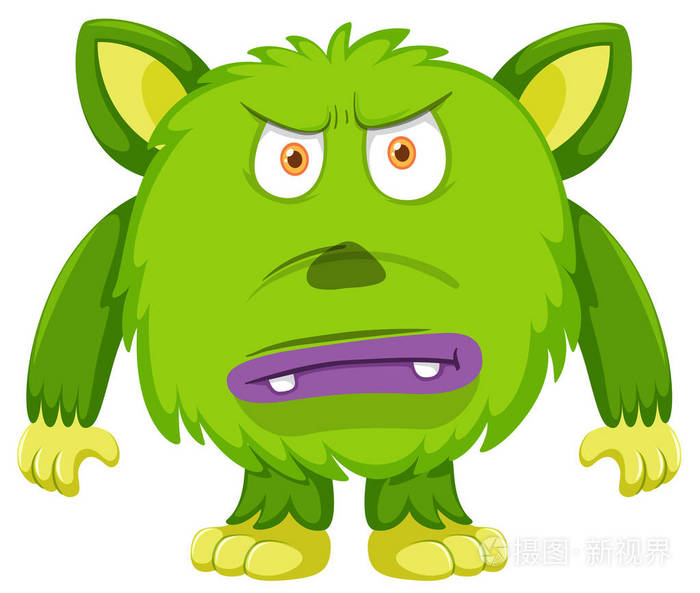 愤怒的绿色怪物白色背景插图插画-正版商用图片14m4vh-摄图新视界