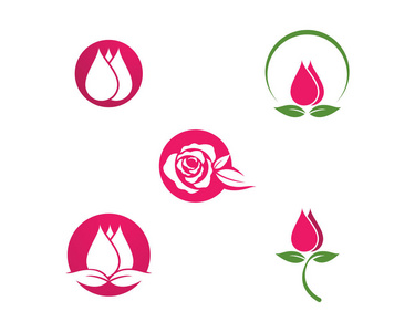 玫瑰花标志模板图标插图