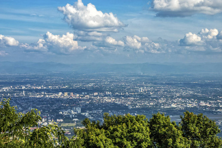 s eye view of Chiang Mai city from Wat Phrathat Doi Suthep in Th