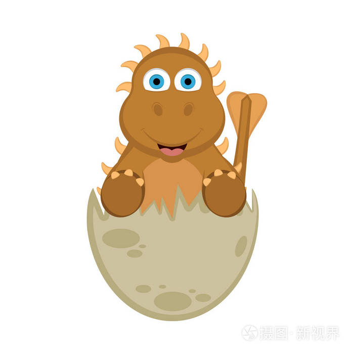 蛋壳上可爱的恐龙