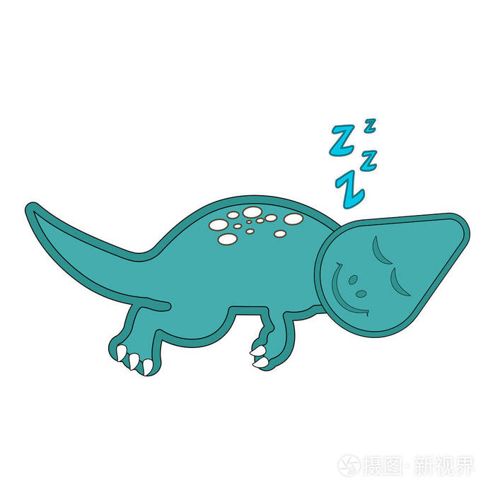 可爱的恐龙卡通人物睡觉