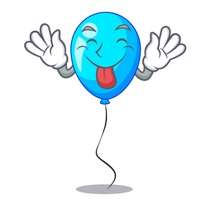 卡通矢量插图的舌出蓝色气球束设计