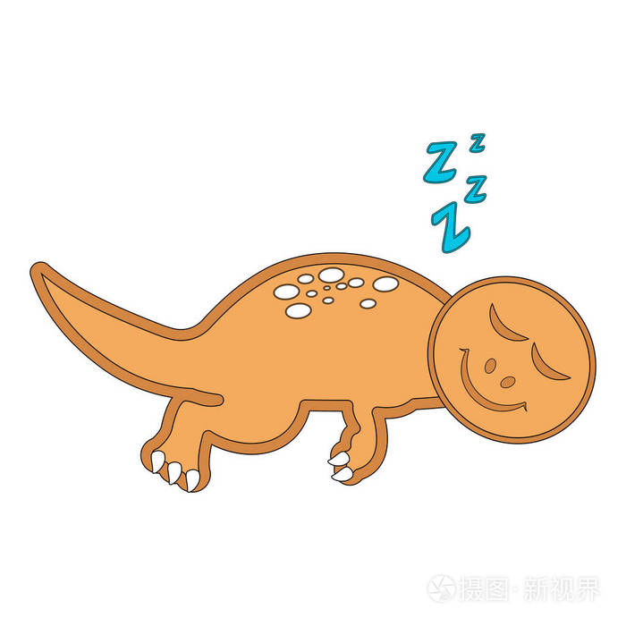 可爱的恐龙卡通人物睡觉