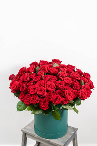 一百朵花园红玫瑰.色彩充满激情的鲜红, 秋天的心情.