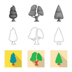 树和自然图标的矢量设计。树和皇冠股票矢量图集