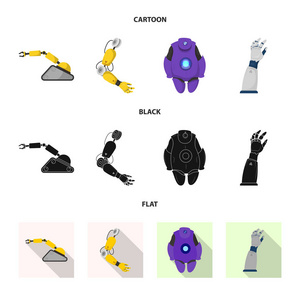 机器人和工厂标识的隔离对象。一套机器人和空间矢量图标的股票