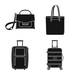 手提箱和行李标志的矢量插图。收集手提箱和旅程矢量图标股票