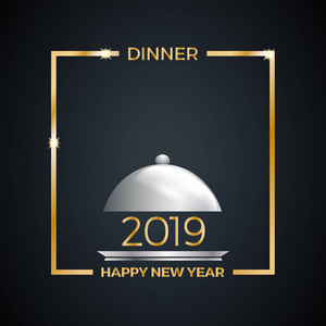 s Eve dinner, template for poster, cover and menu. Vector illust