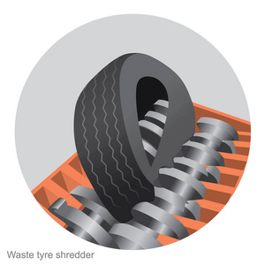 旧汽车轮胎可以碎成小块。 从汽车旧轮胎变成橡胶产品。