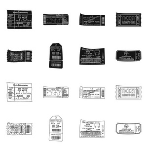 门票和入场标志的矢量插图。股票票证和事件矢量图标的集合