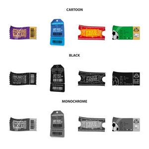 门票和入场标志的矢量设计。用于 web 的票证和事件股票符号集