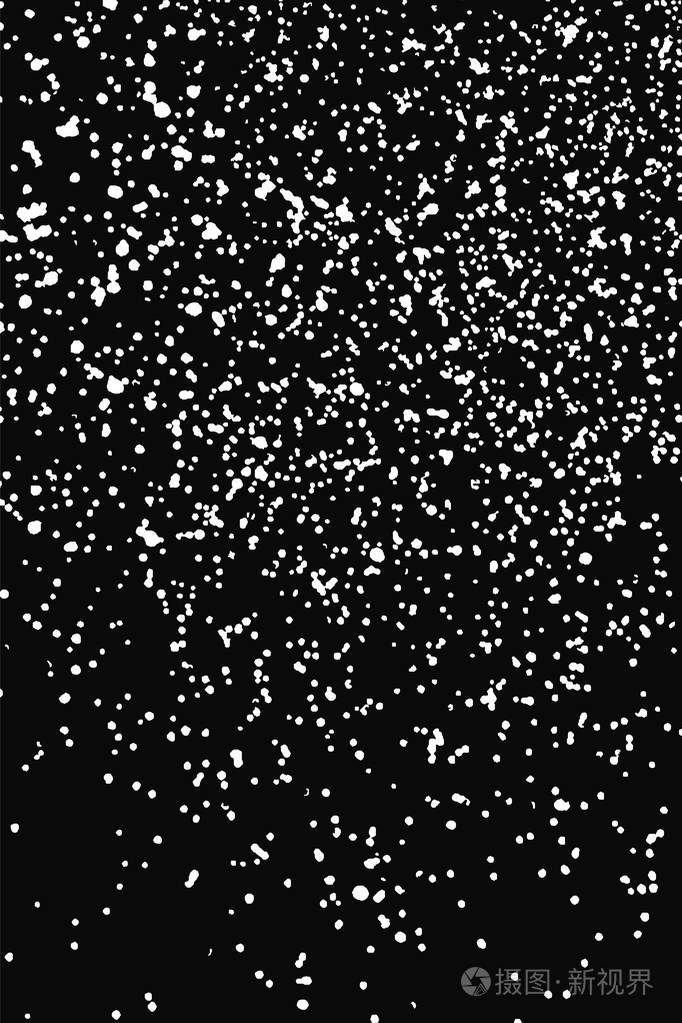 白色粒状纹理孤立在黑色背景上灰尘覆盖浅色噪声颗粒雪矢量元素数字