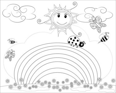 彩虹儿童绘画图片