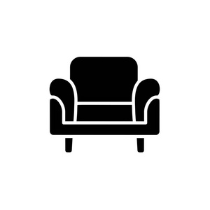  white vector illustration of comfortable armchair. Flat icon of
