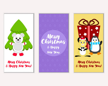 圣诞快乐和新年快乐贺卡。 矢量插图