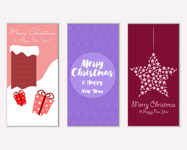 彩色圣诞卡与新年装饰矢量插图图片