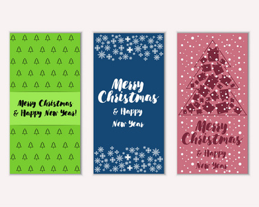 彩色圣诞卡与新年装饰矢量插图图片