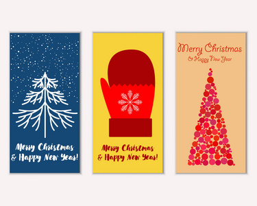 圣诞快乐和新年快乐贺卡矢量插图