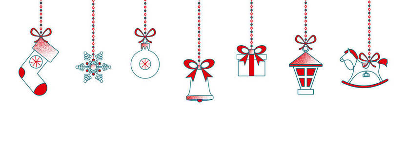 白色圣诞节和新年横幅与颜色假日装饰