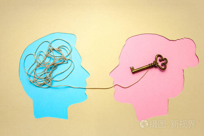 两个人面对面交流男人和女人概念解码和理解问题或理性和非理性思维