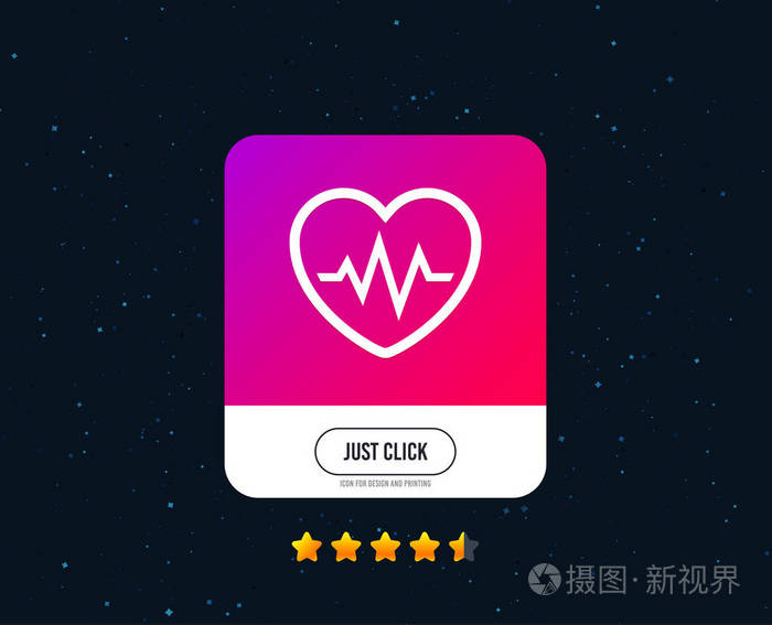 心跳标志图标心电图符号网页或互联网图标设计评级明星只需点击按钮