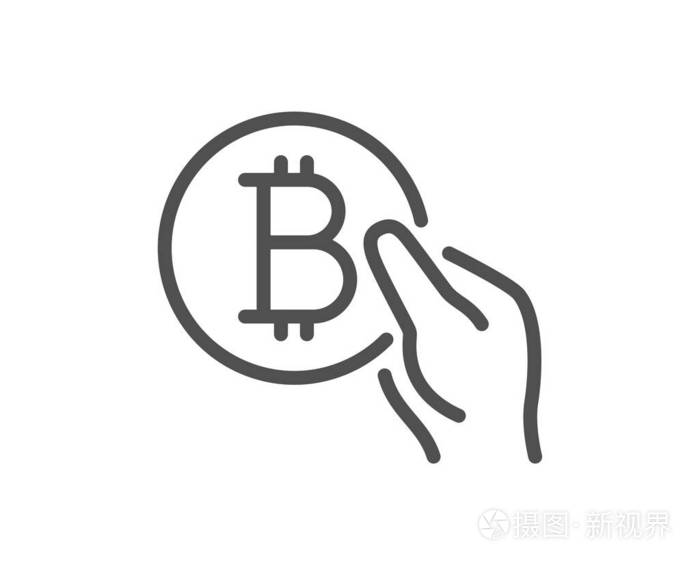 可编辑笔划比特币支付图标. 向量插画-正版商用图片14m