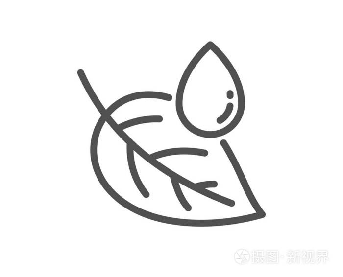 环保标志. 质量设计平面应用元素. 可编辑笔画叶露图标. 向量