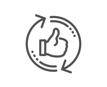 竖起大拇指. 正反馈符号. 质量设计平面应用元素.