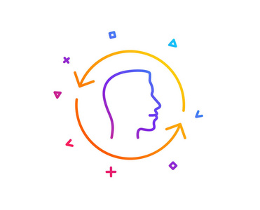 头部符号. 渐变线按钮. 人脸id图标设计. 五颜六色的几何形状.