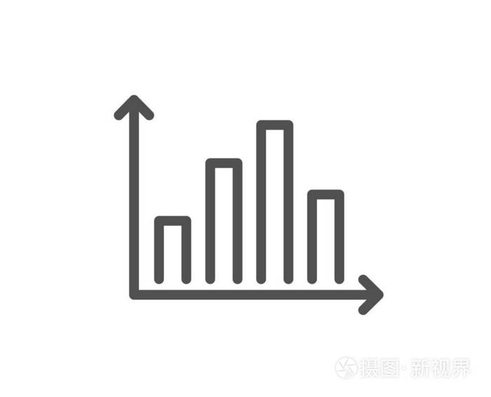 图表线图标。 列图符号。 市场分析符号。 质量设计平面应用元素。 可编辑笔画图图标。 向量