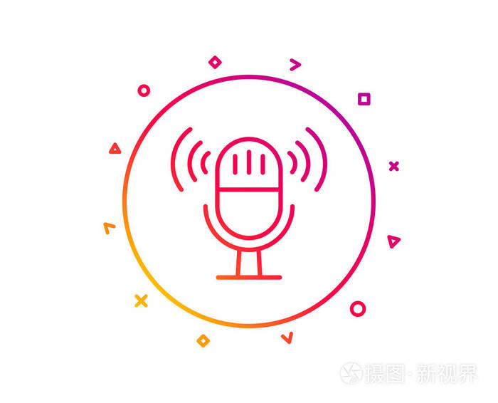 麦克风线图标音乐麦克风标志音乐装置符号梯度图案线按钮麦克风图标