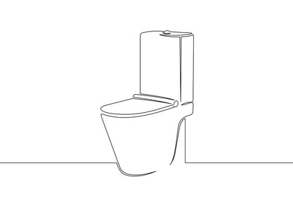 一个连续绘制的单一艺术线涂鸦素描厕所照片