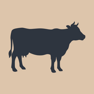 标记牛。米色背景上的独立轮廓牛。矢量图示