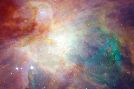 宇宙充满了恒星星云和星系。 宇宙艺术科幻壁纸。 由美国宇航局提供的这幅图像的元素